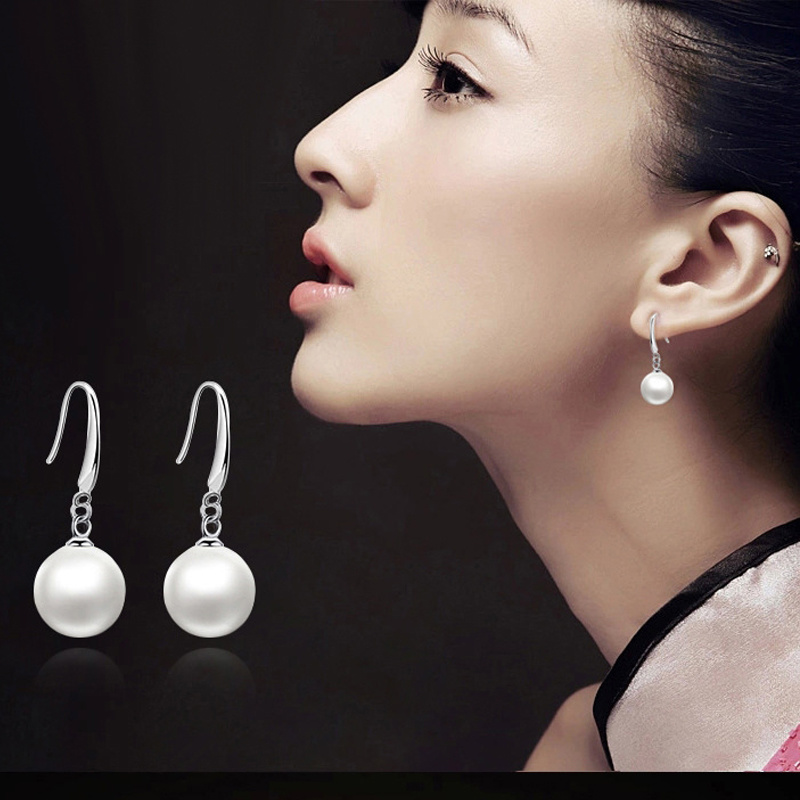 Bông tai mạ bạc 925 đính hạt ngọc trai thời trang Hàn Quốc cho nữ