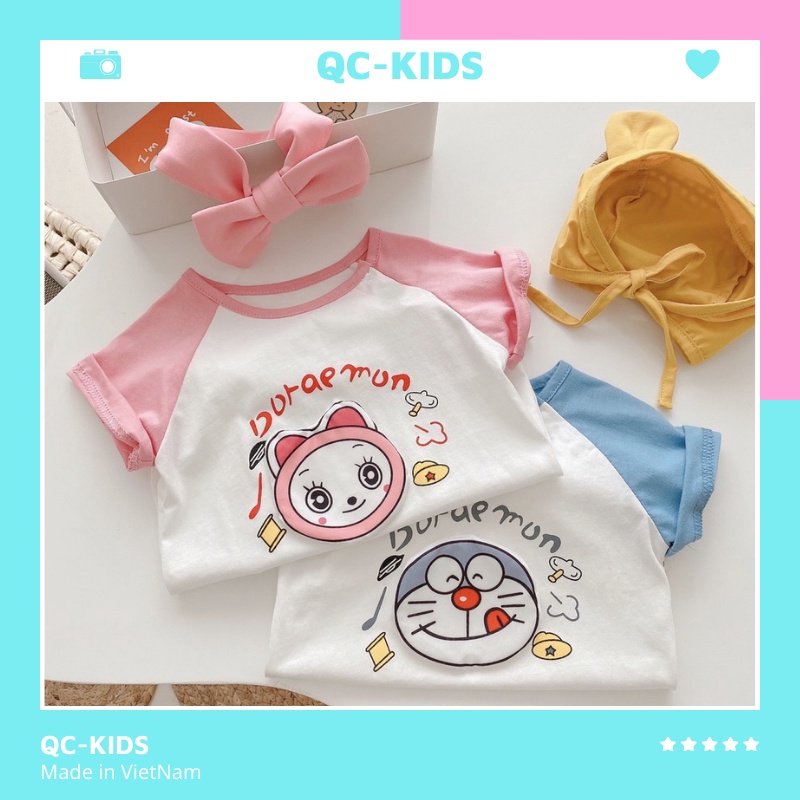 Áo thun bé trai bé gái QC-KIDS, áo cộc tay cho bé chất cotton doreamon 8-18kg