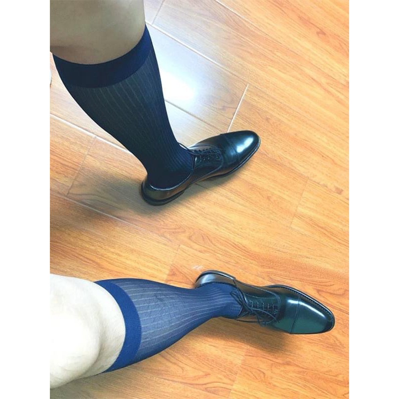 Vớ nam văn phòng vớ da nam sheer socks A3 No.0063 - Xanh navy mũi xám