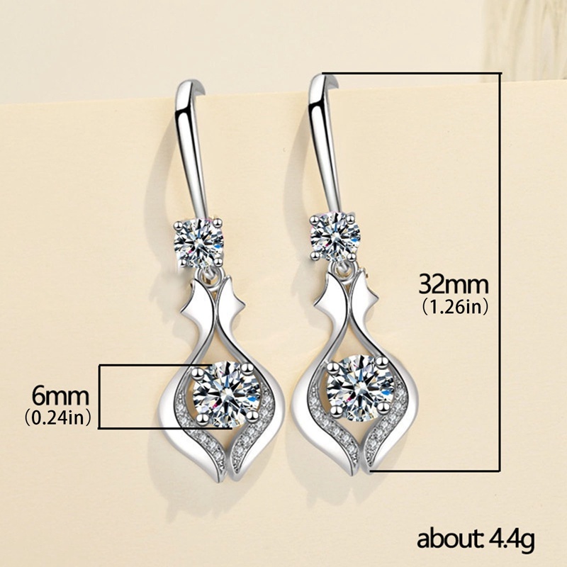 Khuyên Tai Dáng Dài Đính Đá Zircon Màu Trắng/ Hồng/ Xanh Dương Thanh Lịch Thời Trang Cho Nữ