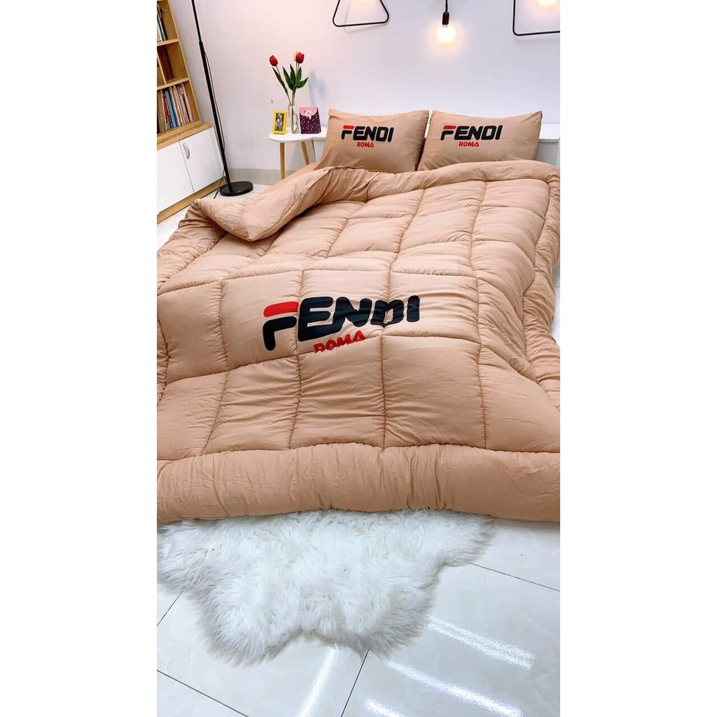 Set Chăn ga gối mùa đông cao cấp cotton đũi 5 món kèm chăn phao