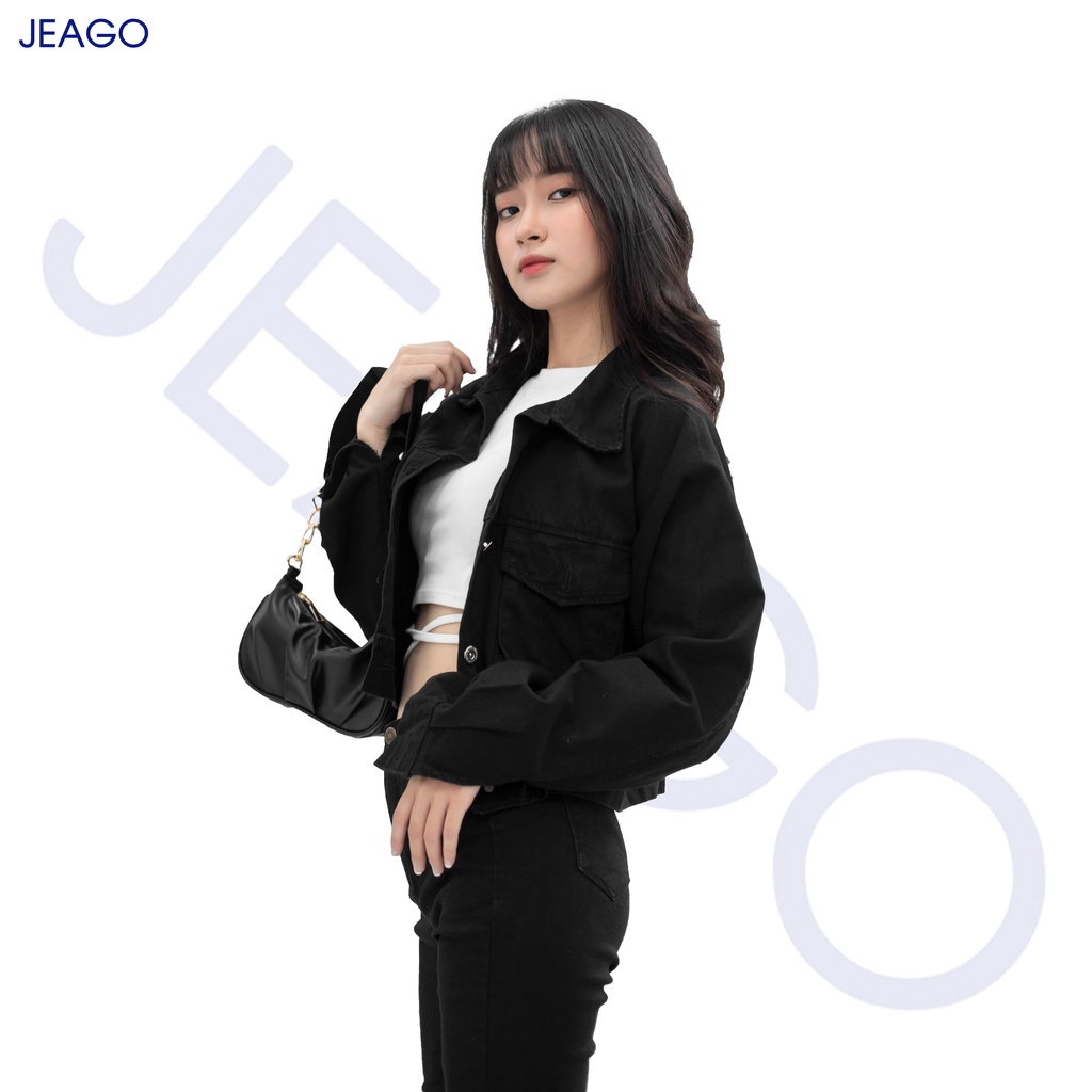 Áo Khoác Kaki Jean Nút Sau Dành Cho Nữ - ĐEN JEAGO_M06