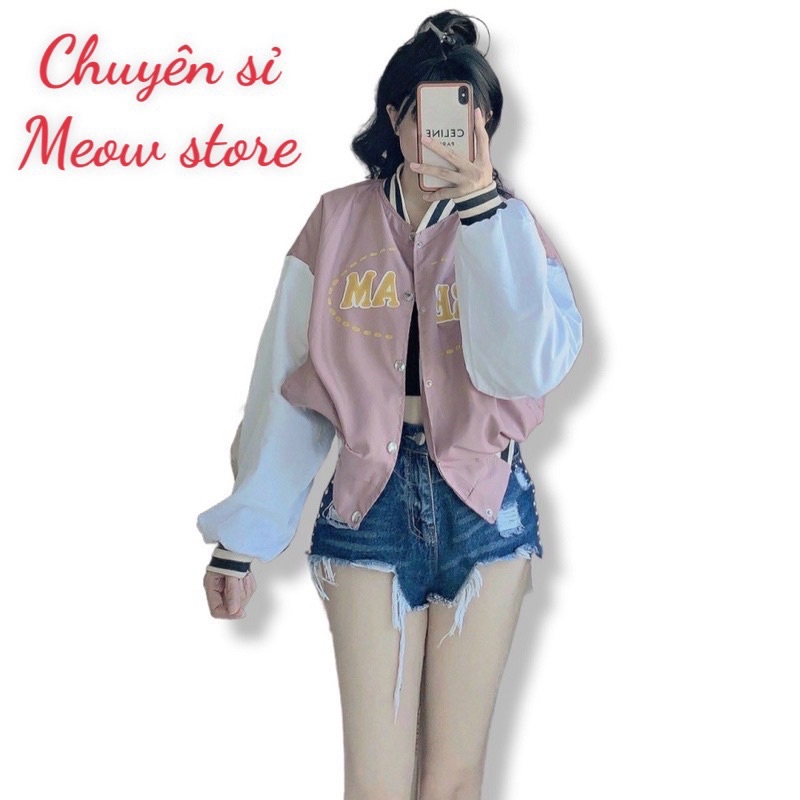 Áo khoác bomber dù 2 lớp croptop cute