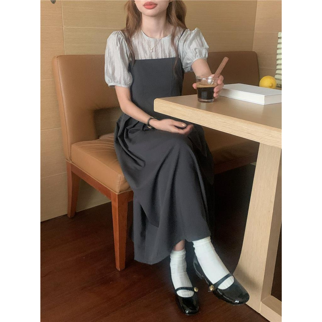 Đầm Sơ Mi Cổ Tròn Ngắn Tay Thời Trang Đơn Giản 63744