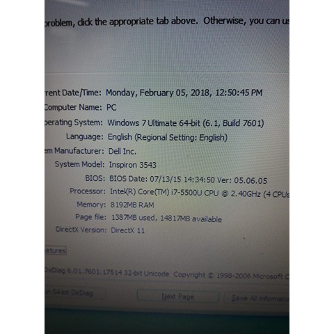 LAptop Dell 3543 Core i7 5500U / ram 8g / vga 2g | BigBuy360 - bigbuy360.vn