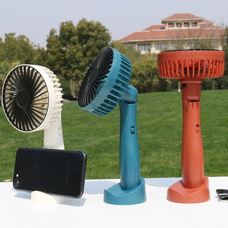 Quạt mini cầm tay sạc điện USB có Đế đặt, Kê điện thoại để trên bàn