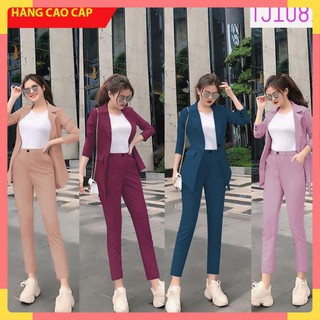 Set Đồ Nữ 🎁FREESHIP🎁 Set Trang Phục áo vest quần dài 2 túi kèm áo thun cổ tròn xinh xắn TJ1081