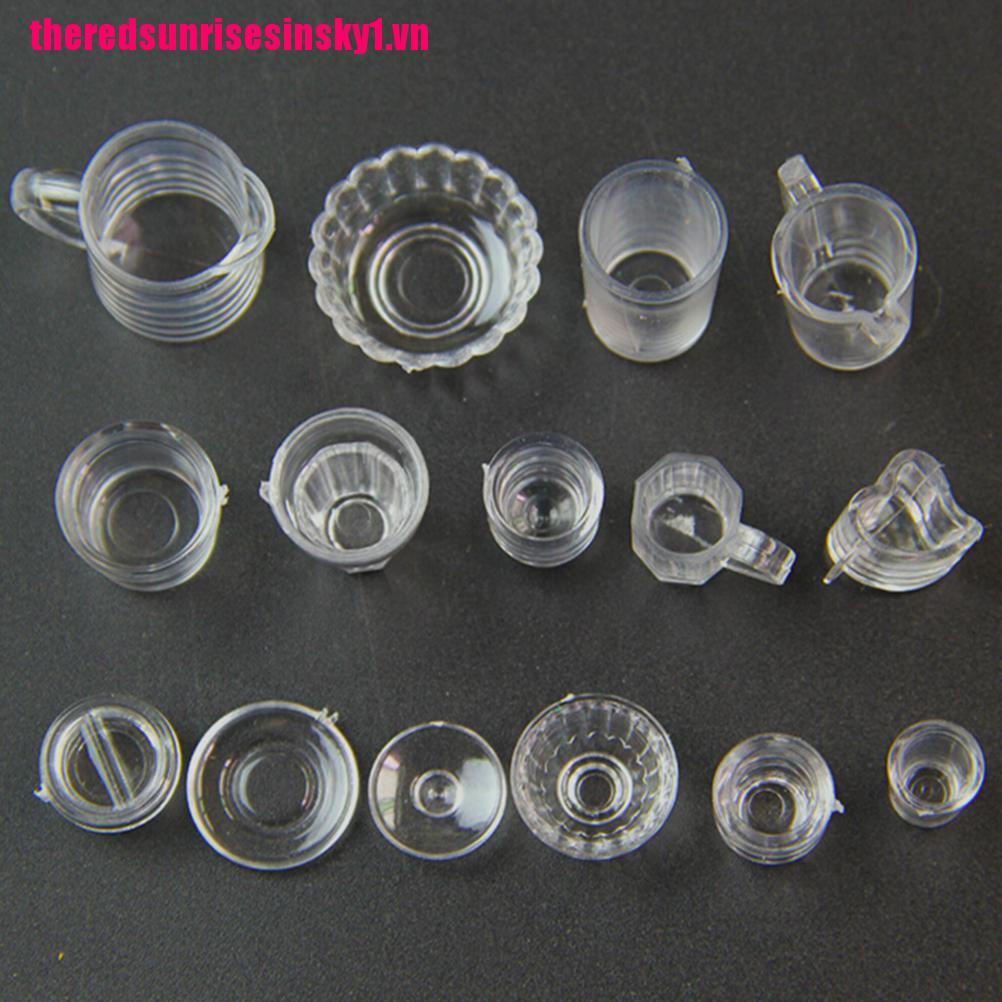 Set 15 Cốc Uống Nước Mini Trong Suốt Tiện Dụng Cho Nhà Búp Bê