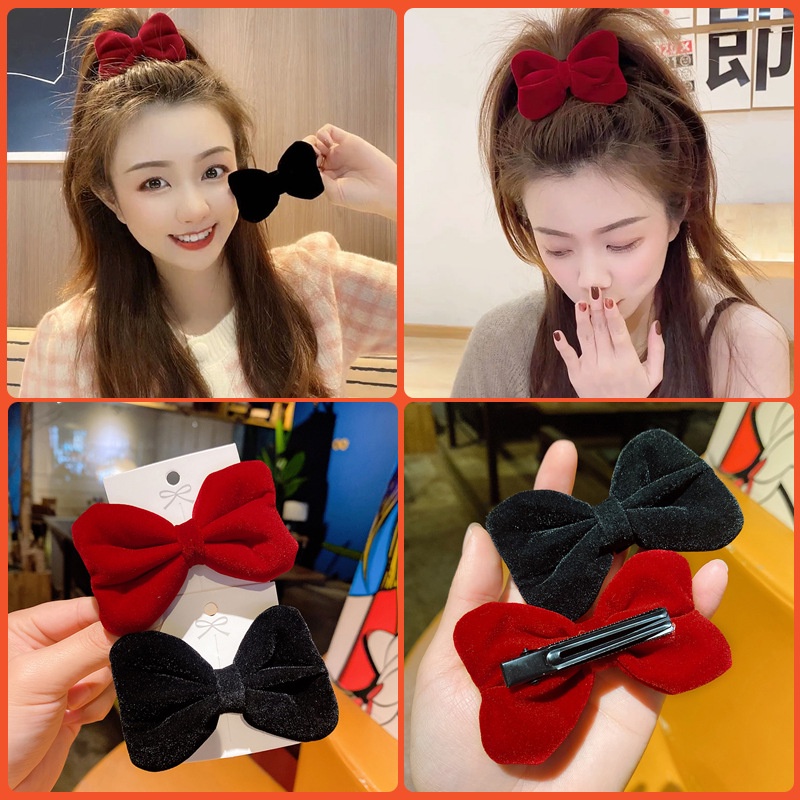 [hcm] Cột kẹp nơ vải nhung dễ thương phong cách hàn quốc - Selenshop