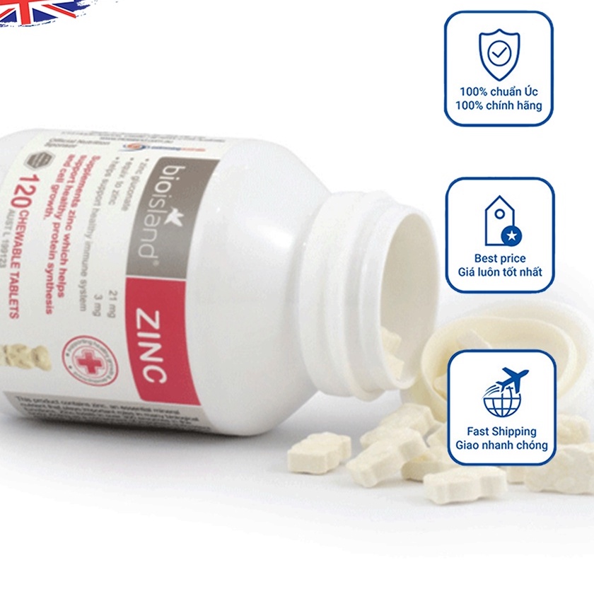Viên Bổ sung Kẽm Bio Island Zinc 120 viên cho bé của Úc