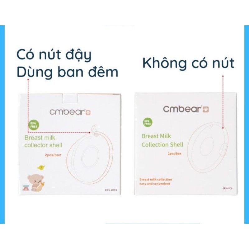 Hộp 2 phễu hứng sữa chống tràn cao cấp CMBEAR / chất liệu an toàn cho mẹ