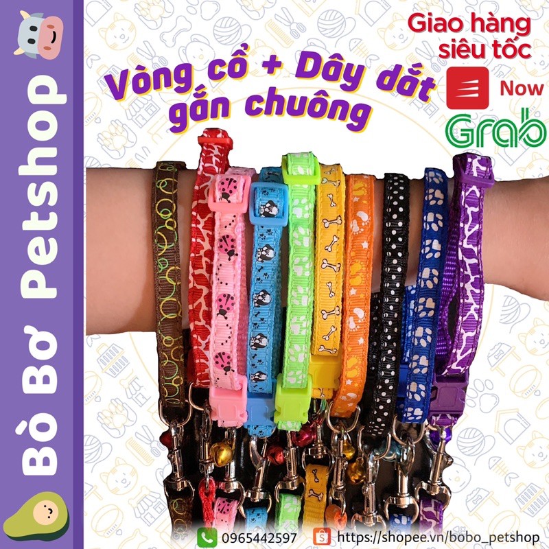 Vòng Cổ và Dây Dắt Gắn Chuông Cho Thú Cưng