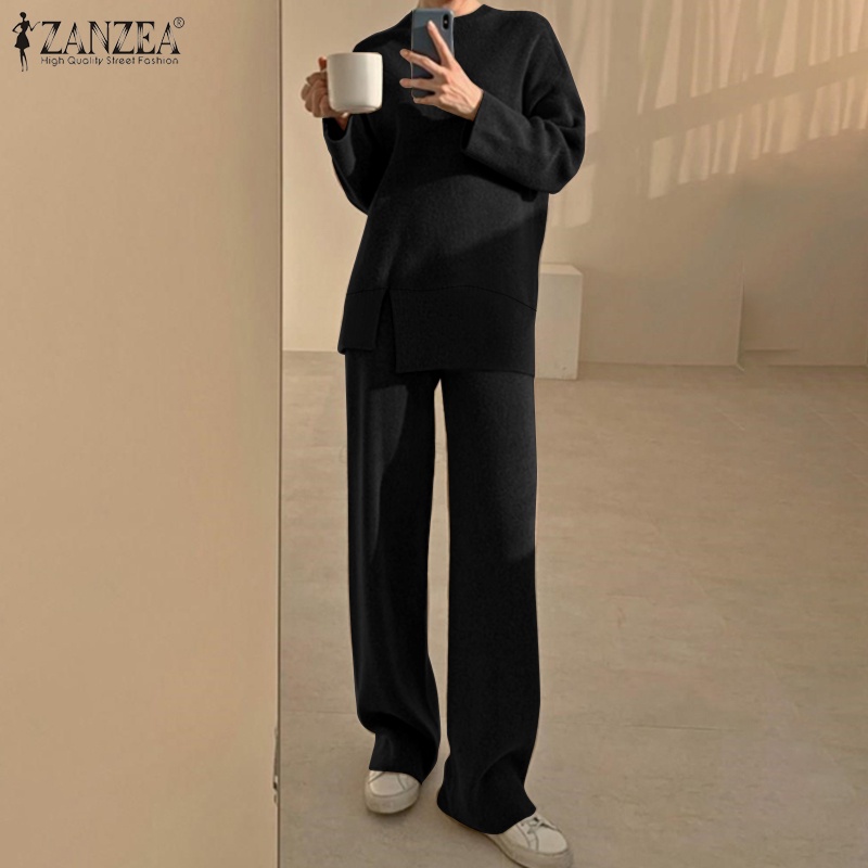 Set đồ Zanzea gồm áo cổ tròn dài tay + quần dài thời trang cho nữ