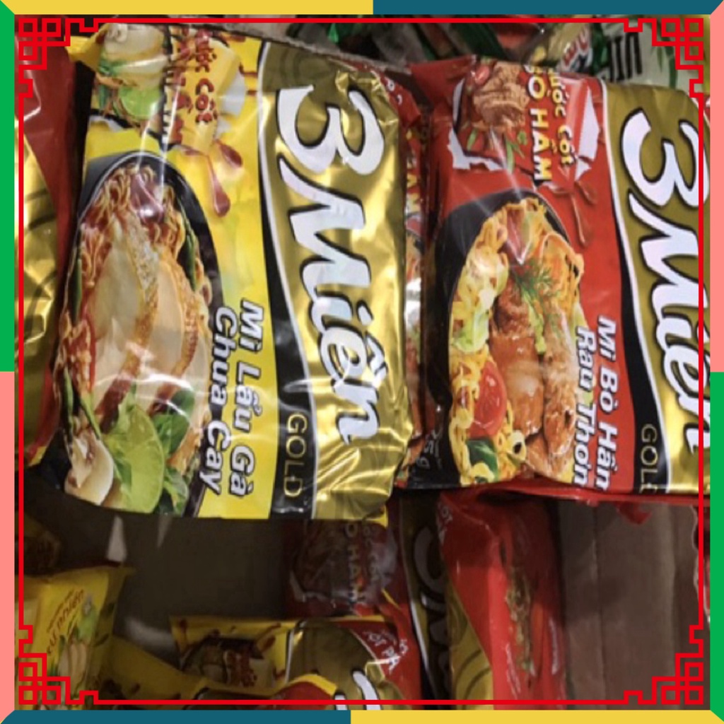 Thùng 30 Gói Mì Tôm 3 Miền Bò Rau Thơm