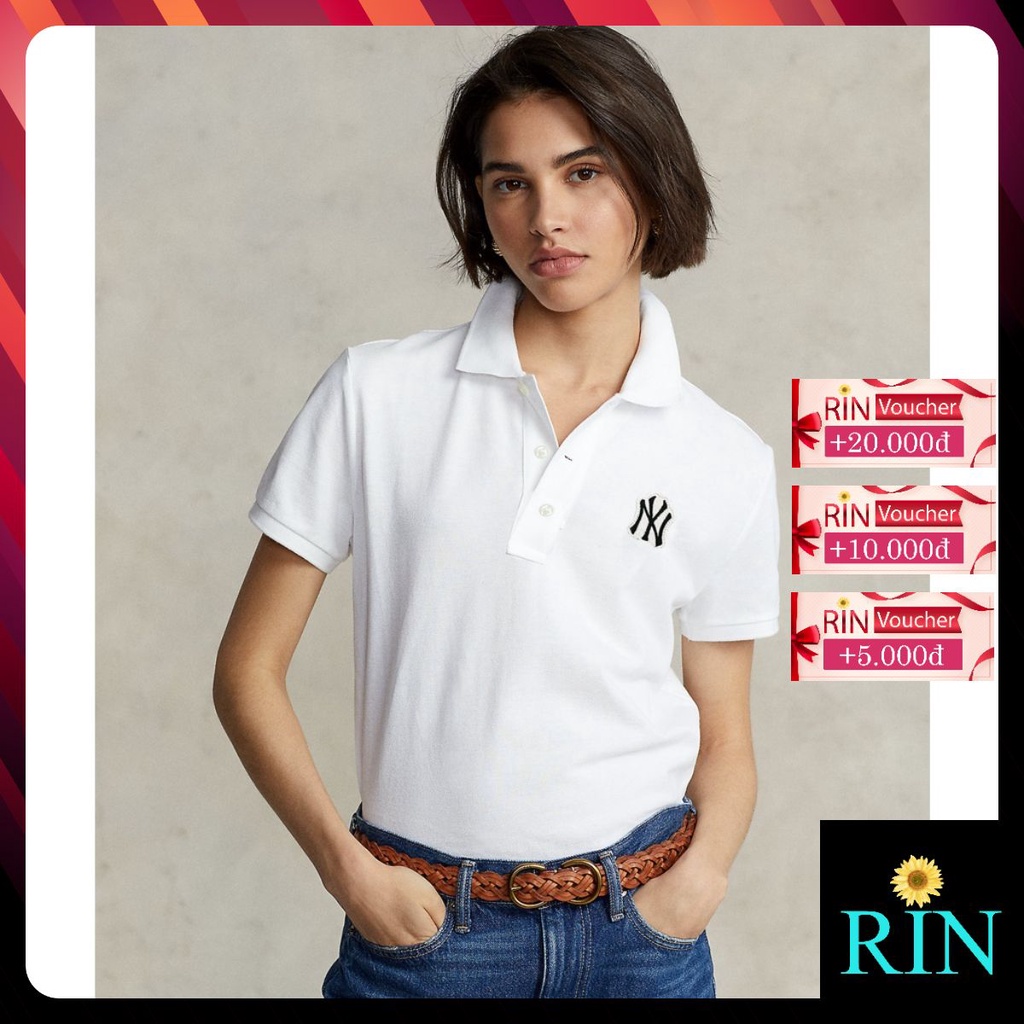 [HÌNH THẬT] ÁO THUN CỔ TRỤ MLB XANH MINT VNXK   - COTTON CÁ SẤU 100%