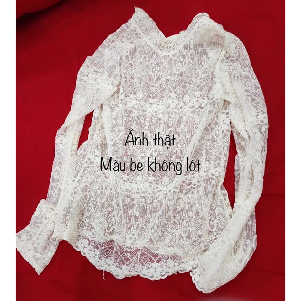 [Chỉ trả order facebook]Áo ren hoa văn lót trong mix đồ ulzzang