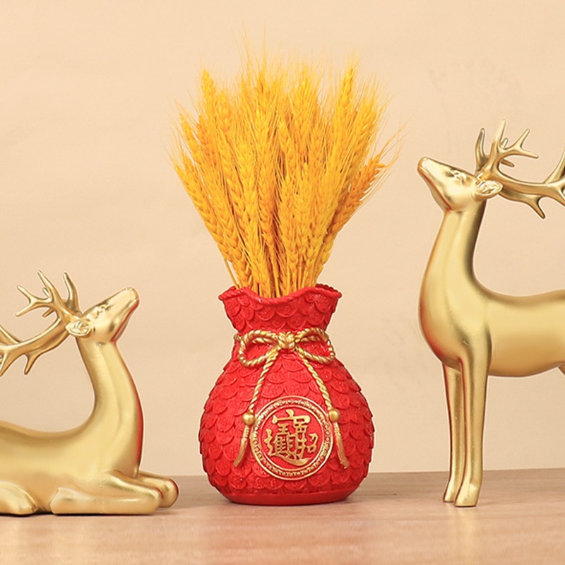 Túi Vàng Tài Lộc Túi Tiền Phong Thủy Bình Hút Lộc Cắm Hoa để ban thần tài