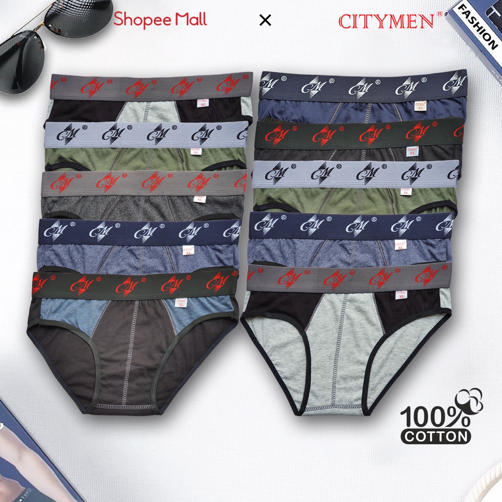 Combo 10 Quần Lót Nam CITYMEN Lưng CM Vải Cotton Cao Cấp, Cạp 4cm, Co Dãn, Thấm Hút Tốt, Kháng Khuẩn