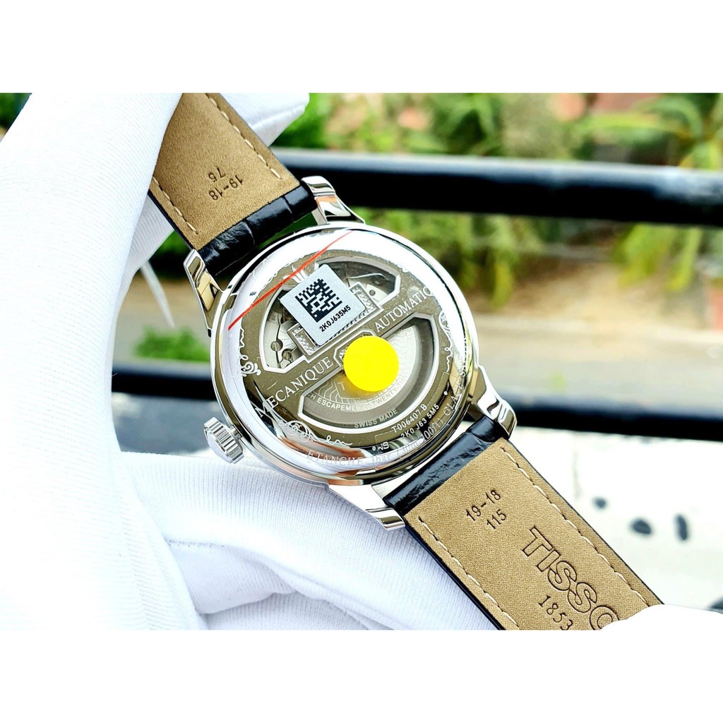 Đồng hồ Nam chính hãng Tissot Le Locle Powermatic 80 T006.407.16.033.00 Size 39,Mặt trắng-Máy cơ tự động-Dây da đen