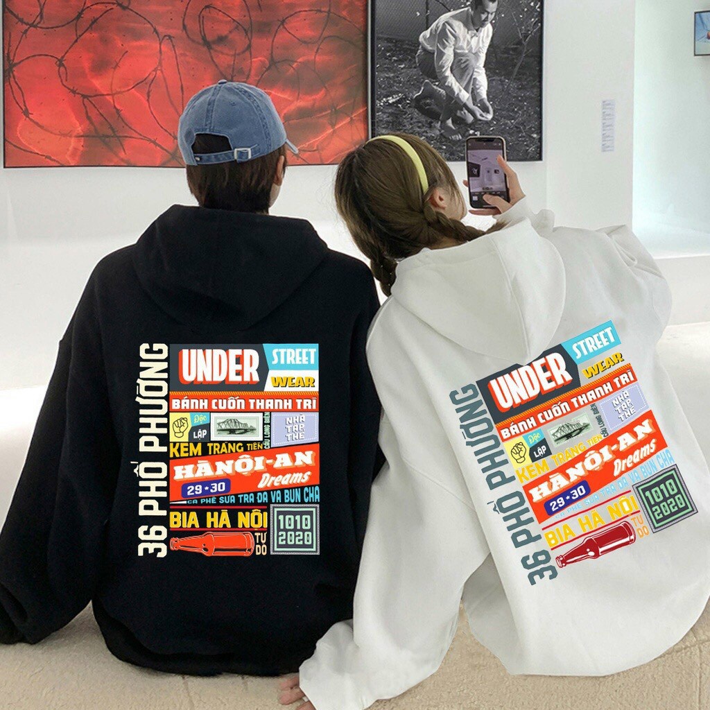 ÁO HOODIE CHẤT NỈ BÔNG Có Mũ IN LOGO Hà Nội, Áo SWEATER UNISEX Nam Nữ- In Hình Local Brand Dáng Đẹp Form Rộng