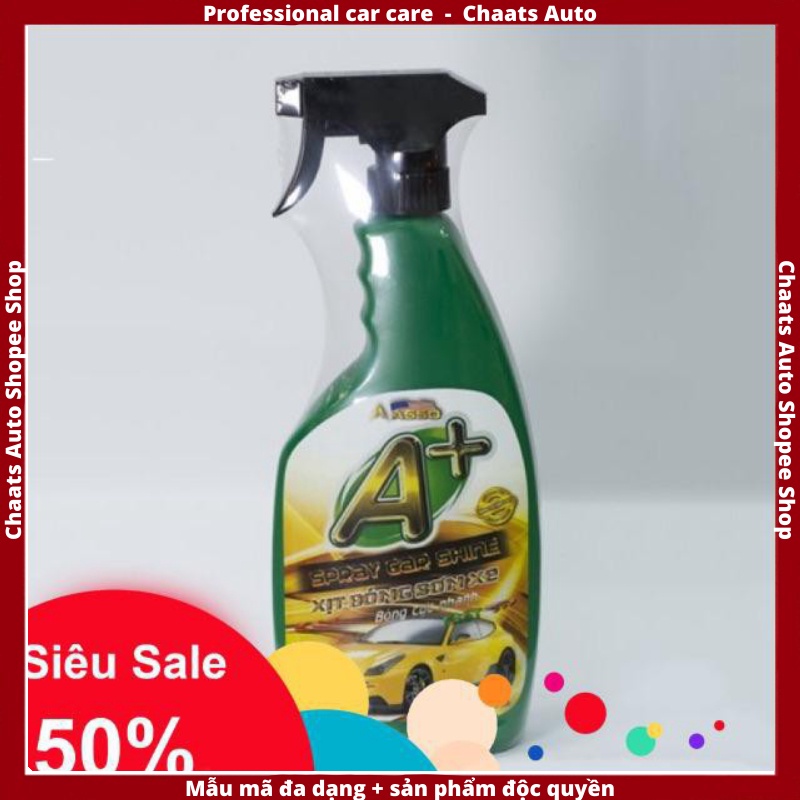 Bình xịt bóng vỏ xe   Freeship  Chai xịt phủ bóng sơn xe ô tô ASSO+ ( Phủ Bóng Nhanh ) 500ml