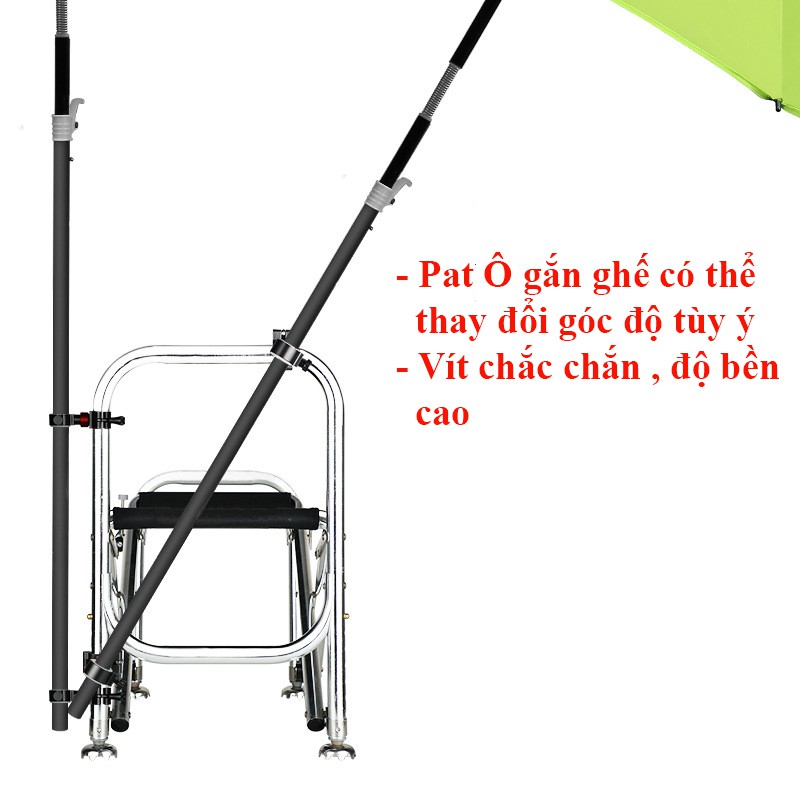 Bộ 2 Pat Ô , Dù câu cá chất liệu hợp kim nhôm magie cao cấp gắn ghế tiện lợi LK-16