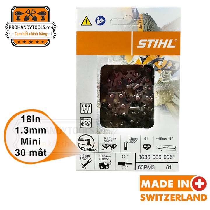 NCDH Lưỡi cưa xích STIHL 18 IN , 3636 Mini. Dùng cho máy STIHL MS 170, MS 250 chain saw
