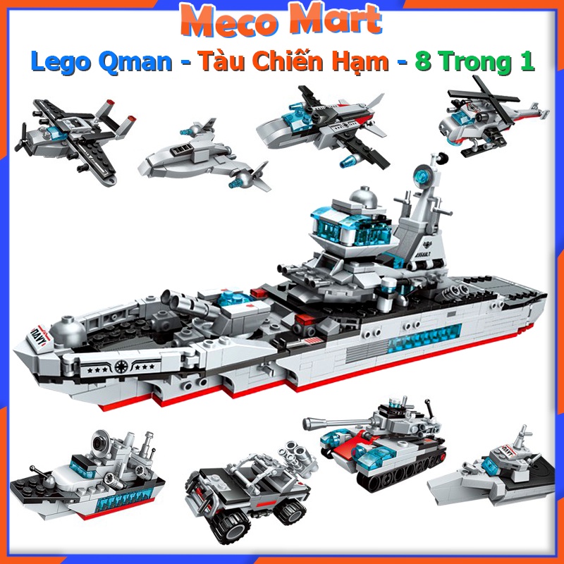 Bộ Đồ Chơi Xếp Hình LEGO QMAN 1411 – TÀU TUẦN DƯƠNG BIỂN 710 Mảnh Ghép 8 Mẫu Trong 1, Cho Bé Trai - Đồ chơi MecoMart