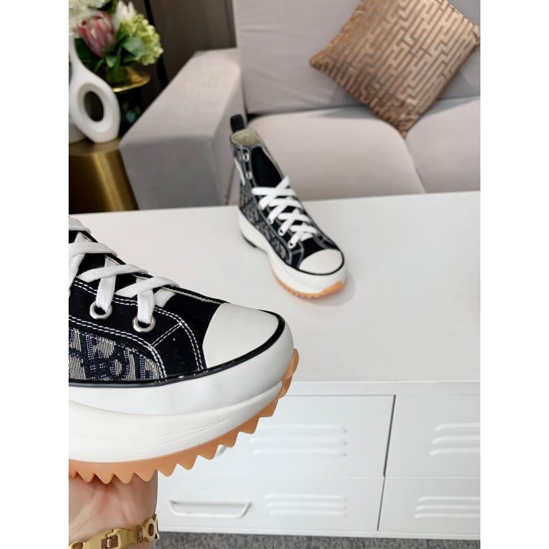 giày thể thao nữ cổ cao họa tiết chữ D Dior CD x convers