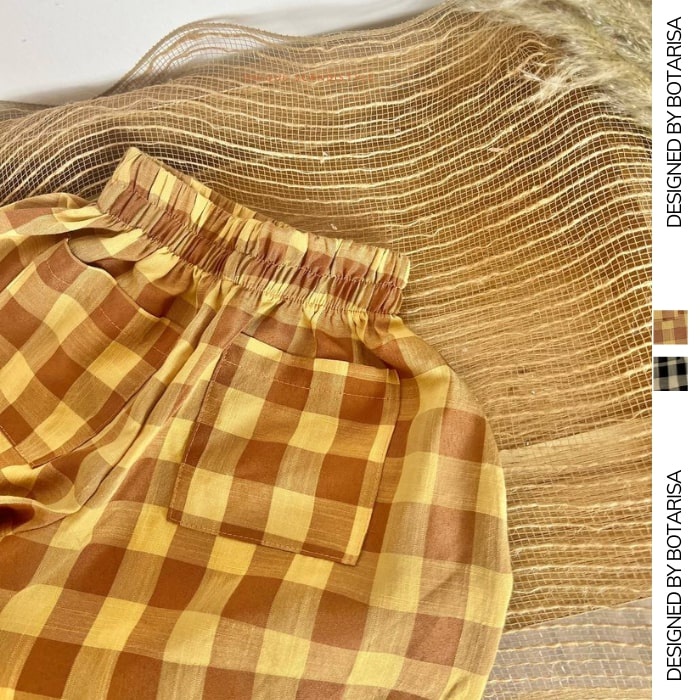 Quần dài bom cho bé trai bé gái kẻ caro Botarisa đồ phồng phình dài bo gấu vải đũi cho trẻ em đi chơi đi học 10-28kg