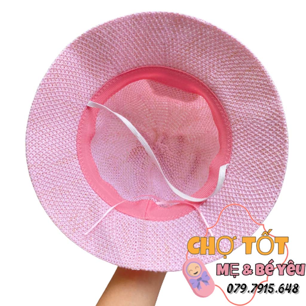 Nón Mũ Cói Cho Bé Gái Hình Gấu Đáng Yêu (3-5 tuổi)