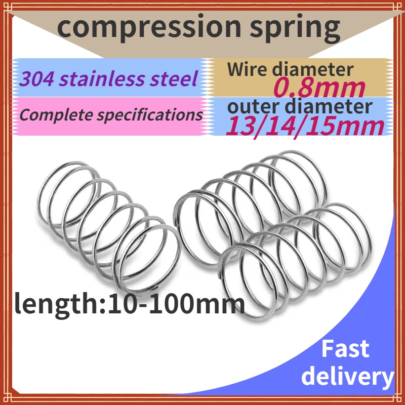 Lò Xo Nén Đường Kính 0.8mm Dài 13 / 14 / 15mm 10-100mm SUS304 Bằng Thép Không Gỉ