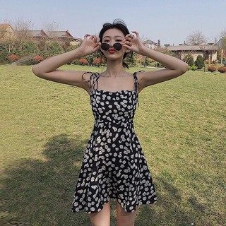 <ORDER-TaoBao>váy hai dây hoa nhí phong cách retro