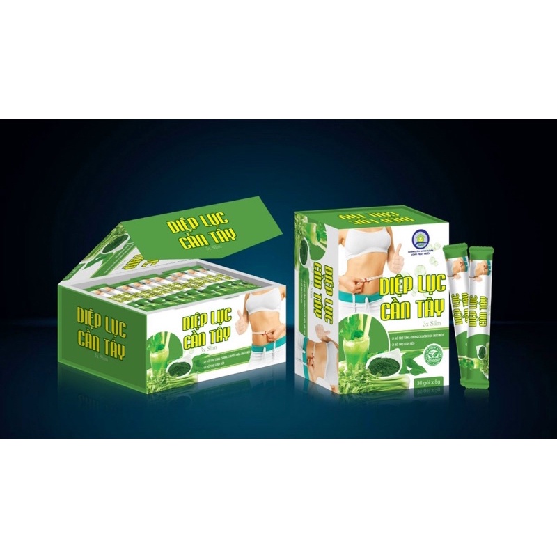 Hộp 30 gói - Diệp lục cần tây 3X Slim - Giảm cân , đẹp da , thải độc