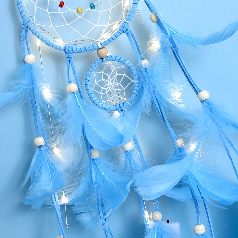 Bùa Bắt Giấc Mơ, Dreamcatcher, Chuông Gió Trang Trí 2 Tầng Gắn Lông Vũ Trang Trí
