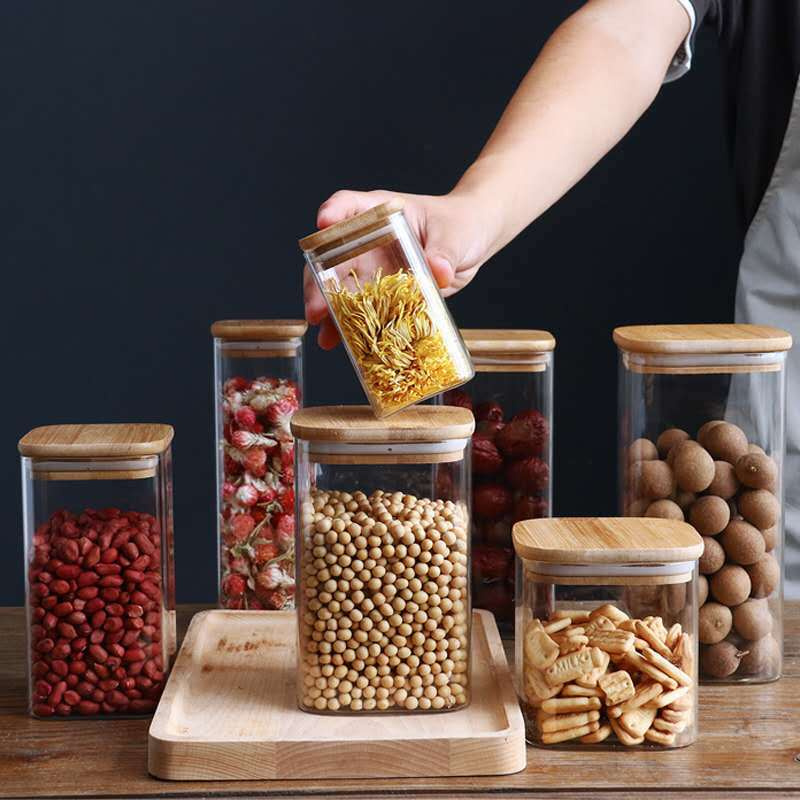Hộp đựng đồ bằng thủy tinh borosilicate cao cấp hình vuông trong suốt có nắp kín