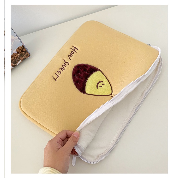 Túi Đựng Máy Tính Bảng  Thêu Họa Tiết Khoai Tây Thiết Kế Dễ Thương Kiểu Hàn Quốc 10/11/13/15 inch