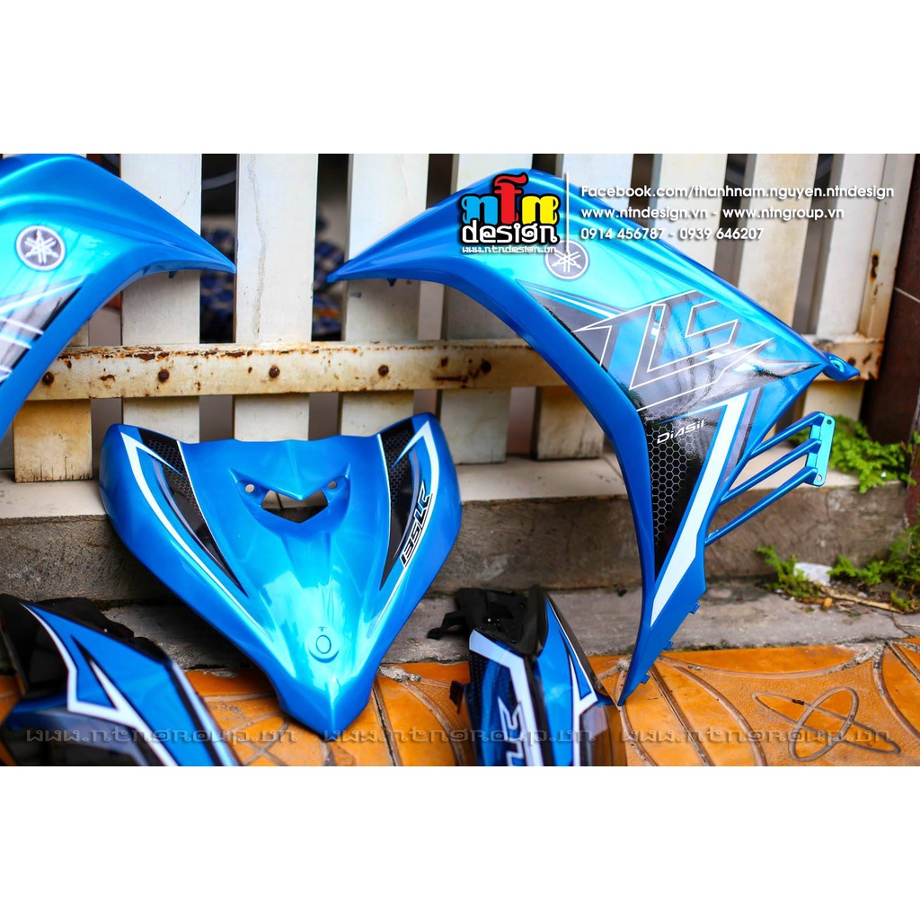 Tem Rời Dán Xe Exciter 135 Mẫu LC Xanh Ngọc Đen Cực Hot, Hàng 3 Lớp Chất Lượng Cao