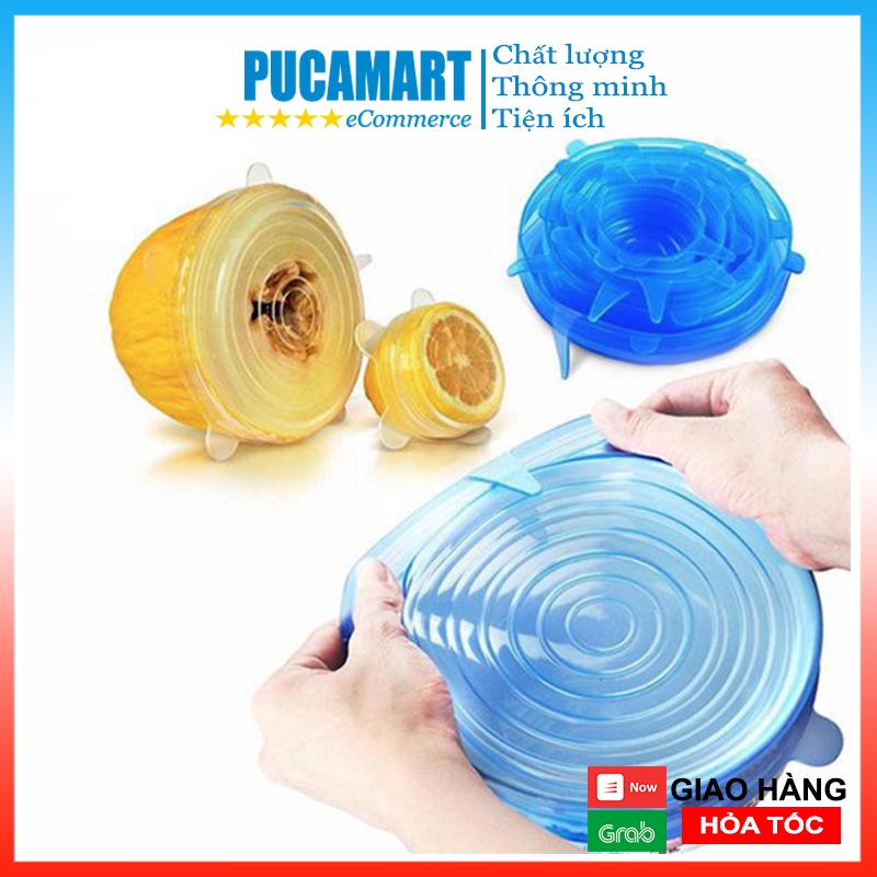 Bộ 6 Miếng Màng Bọc Thực Phẩm Silicon, Màng Bọc Thức Ăn Siêu Bền - PucaMart