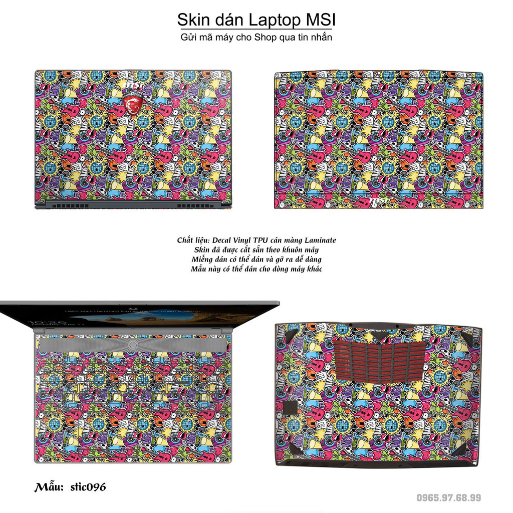 Skin dán Laptop MSI in hình Hoa văn sticker _nhiều mẫu 16 (inbox mã máy cho Shop)