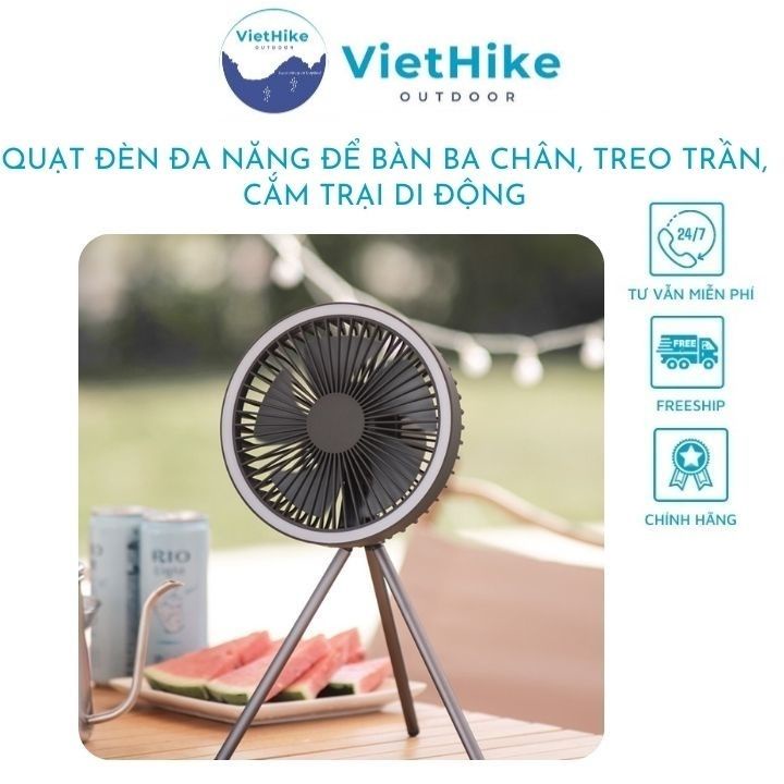 Quạt đèn ba chân để bàn, treo trần, dã ngoại cắm trại đa năng CYKE (2 loại dung lượng pin)