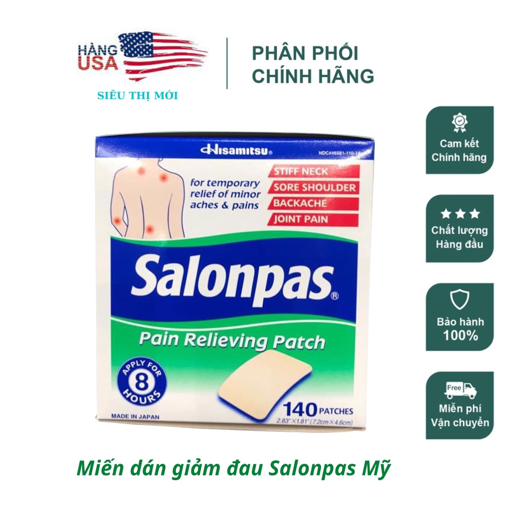 Miếng Dán Giảm Đau Salonpas Painn Relieving 140 Miếng – Mỹ
