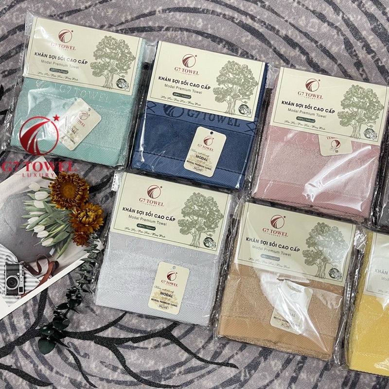 Khăn mặt sợi sồi cao cấp G7, 30x50cm, 75 gram, 100% sợi sồi, Cotton Nguyên Sinh