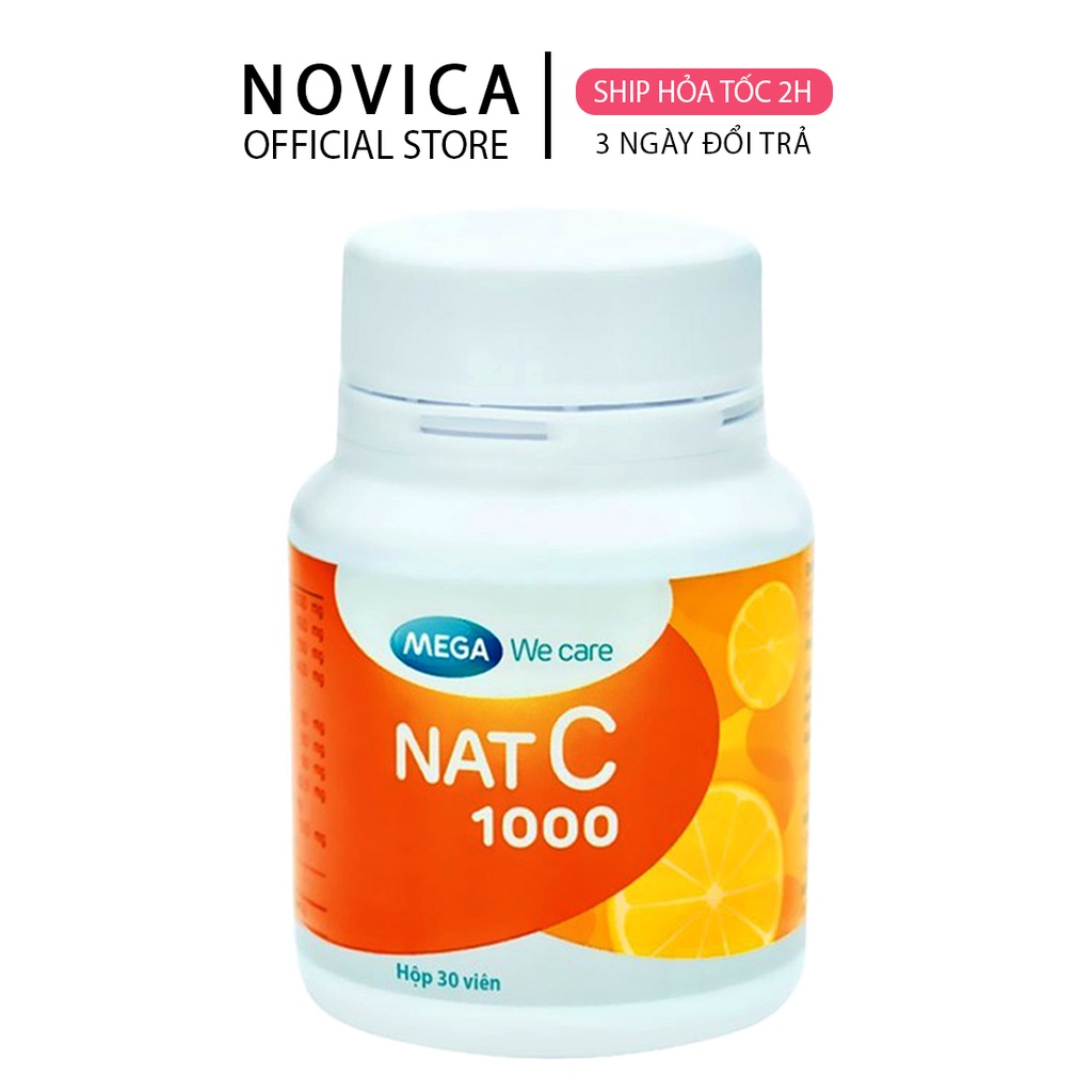 NAT C 1000 Hộp 30 - 60 viên uống Vitamin C NATC 1000mg - Mega we care Minh Khang Pharmacy Minh Khang Pharmacy Che tên sả