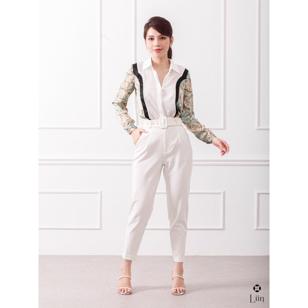 Quần Baggy nữ form công sở màu Trắng Kèm Đai thời thượng Liin Clothing Q3197