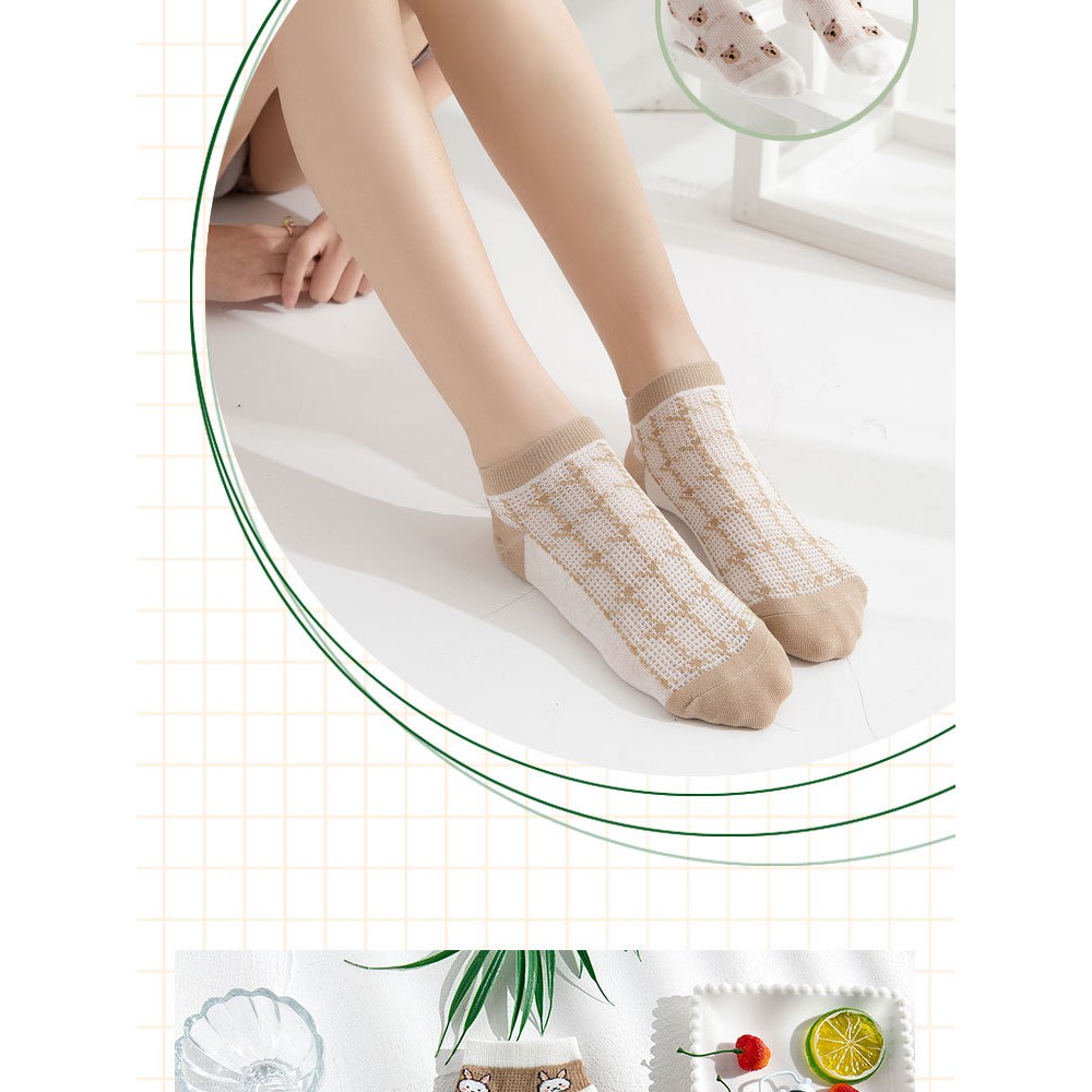 Tất Nữ Ngắn Cổ Ren Họa Tiết Gấu CàFe đáng iu ( TC147 )