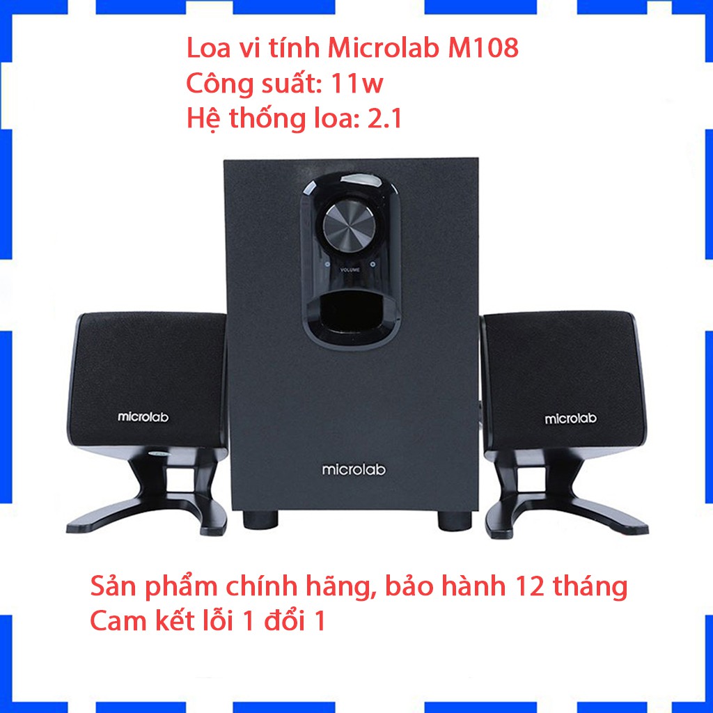 Loa vi tính Microlab M108 2.1 - Màu đen - Cam Kết Chính hãng - BH 12 tháng