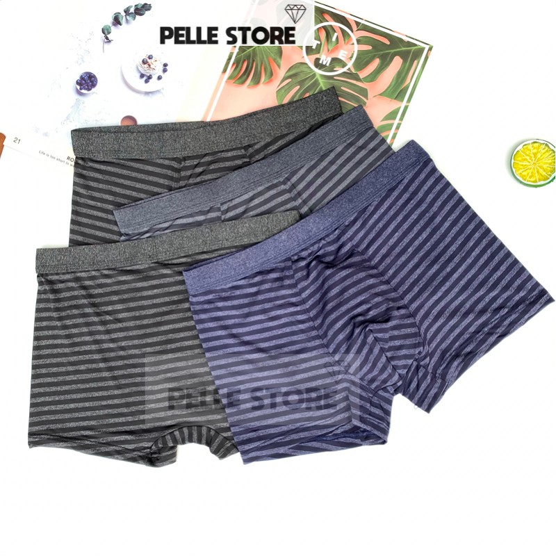 Quần Sịp Đùi Thun Lạnh Kẻ Ngang Ba Màu, Quần Lót Cho Nam Chất Liệu Mát Lạnh Pelle Store