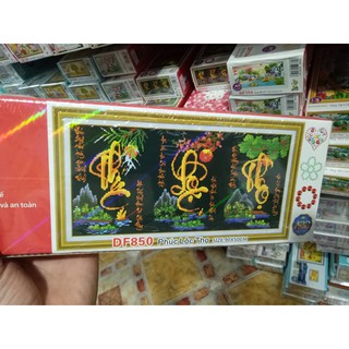 tranh đính đá thư pháp phúc lộc thọ kt 90x50cm