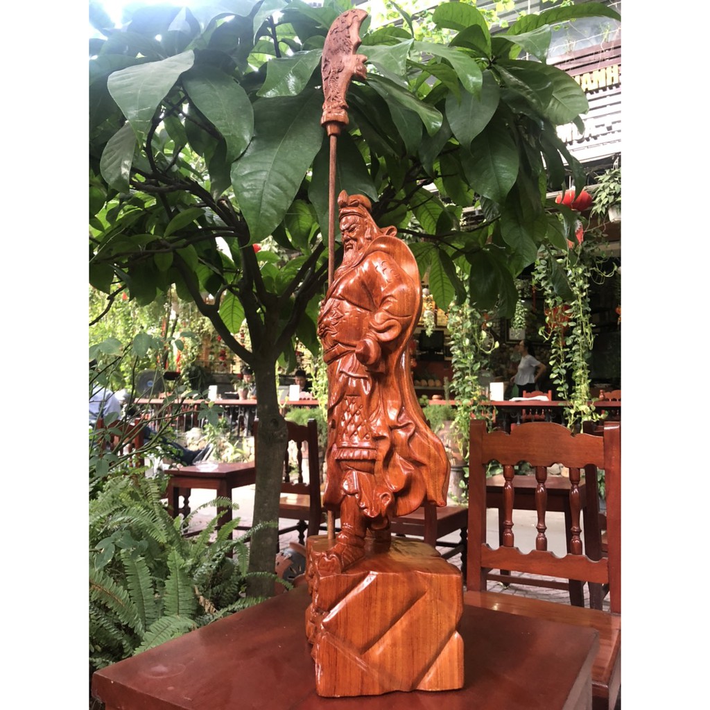 Tượng Quan Công Gỗ Hương Cao 50 Cm